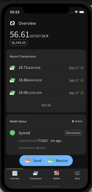 Decred iOS Wallet Overview