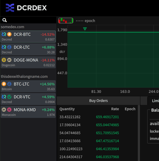 DCRDEX markets overview