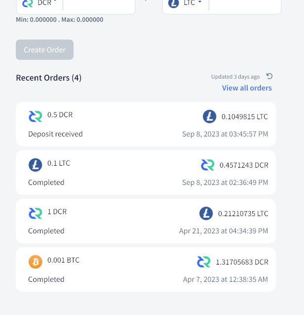 Recent trades in Cryptopower use centralized instant exchange services